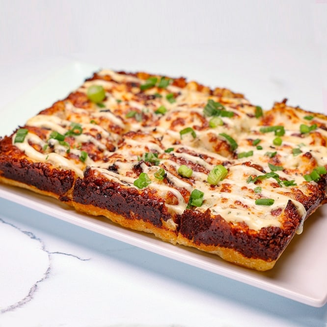 chicken bacon ranch detroit style pizza